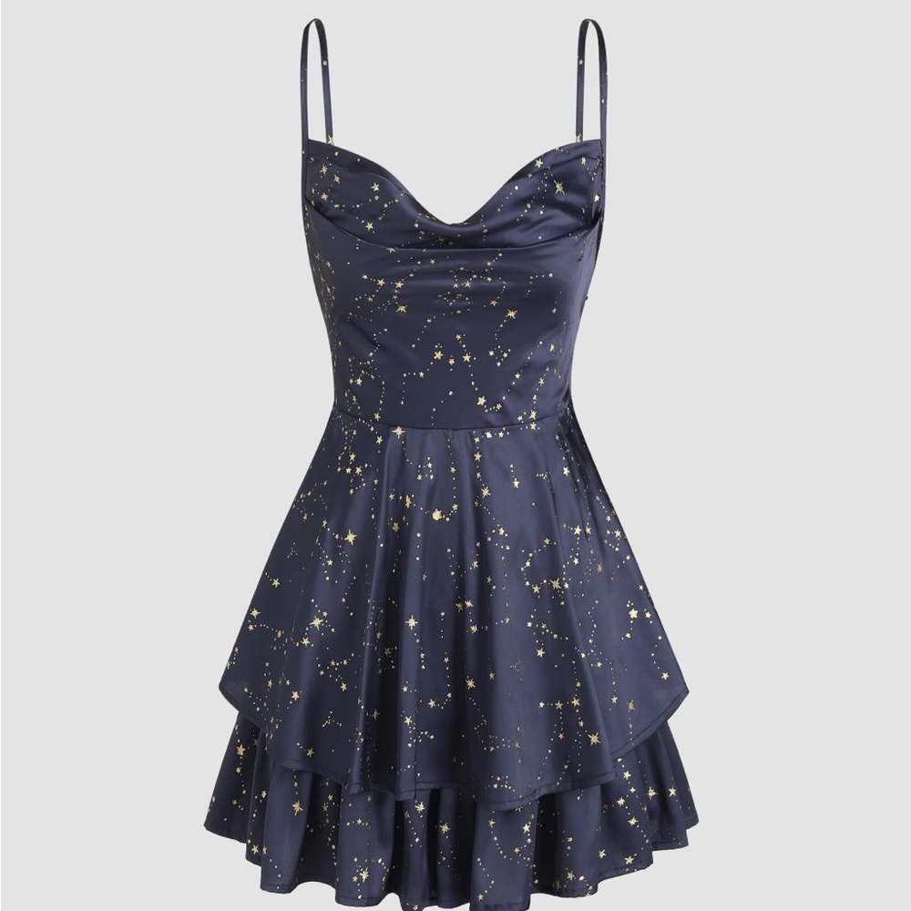 Elegant Navy Blue Starry Dress (NEW, no tag)